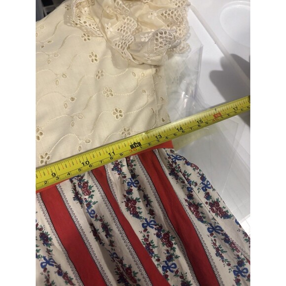 Vtg 70s Princess Kaiulani Hawaiian Maxi Floral Dress M Short Puff Sleeves Eyelet - Picture 5 of 16